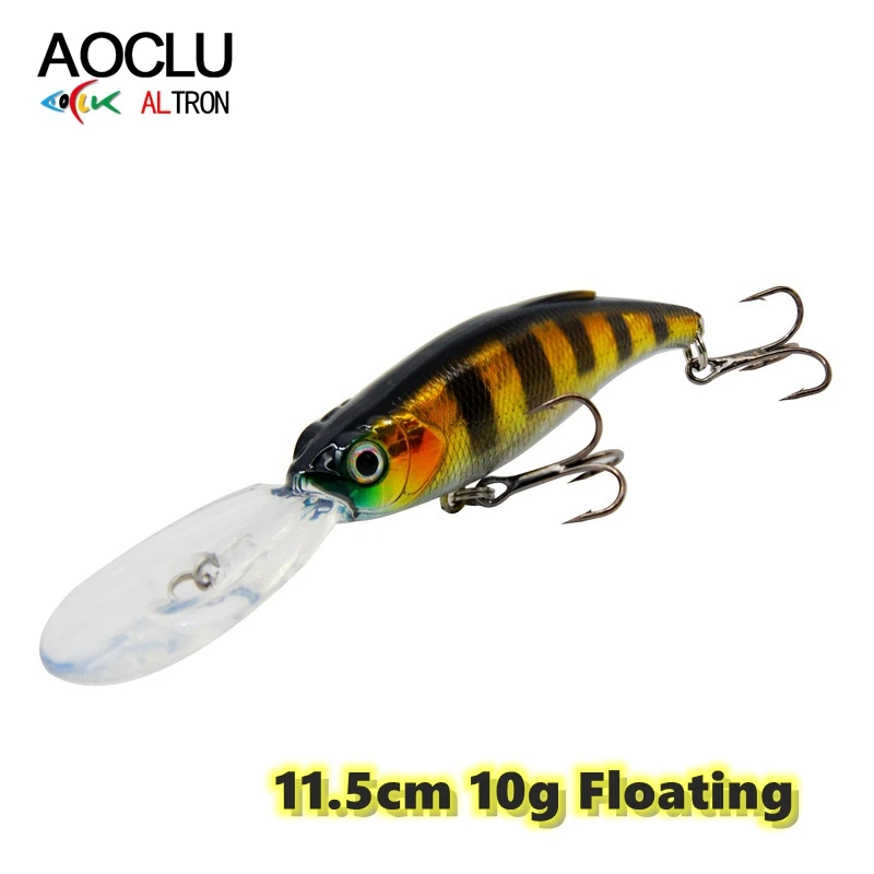 

AOCLU Floating Minnow 115mm 10g Hard Bait Crank Deep Diver Depth 1.5-3m Fishing Lure VMC Hook Tackle Quality
