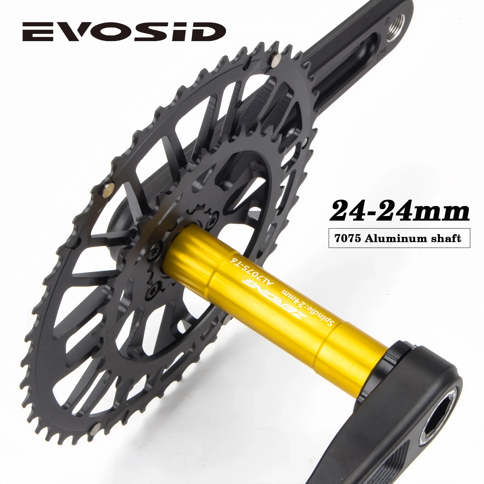 EVOSID Gravel Bike Crank 165/170/175mm Chainring 46-30/48-32T Road Bicycle Crankset Aluminum Alloy Folding Bike Hollow Crank