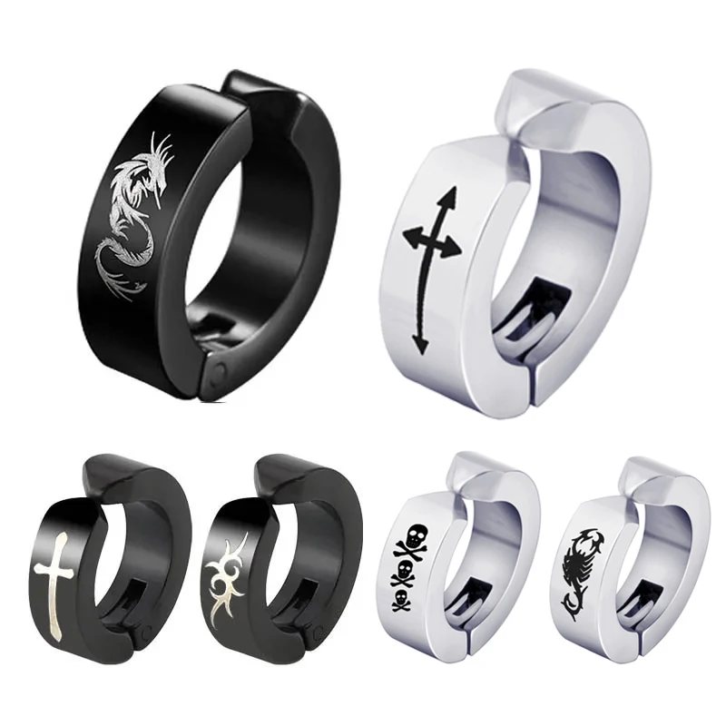Classic Cross Stainless Steel Clip Earrings for Women Fashion Punk Men No Ear Hole Cuff Piercing Jewelry Gifts 2pcs