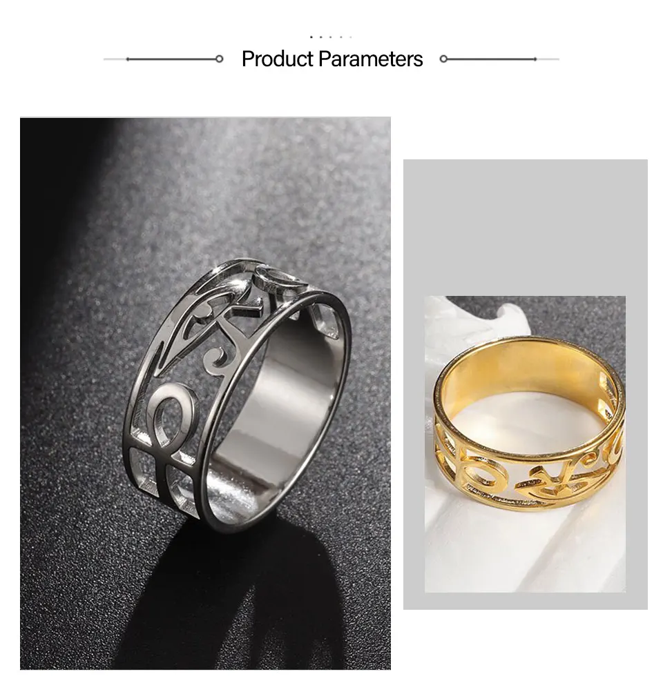 YILUOCD Edelstahl Antikes Ägypten Ra Udjat Ring Auge des Horus Ankh Kreuzring für Frauen Schutz Amulett Ägyptischer Schmuck – Detail 5