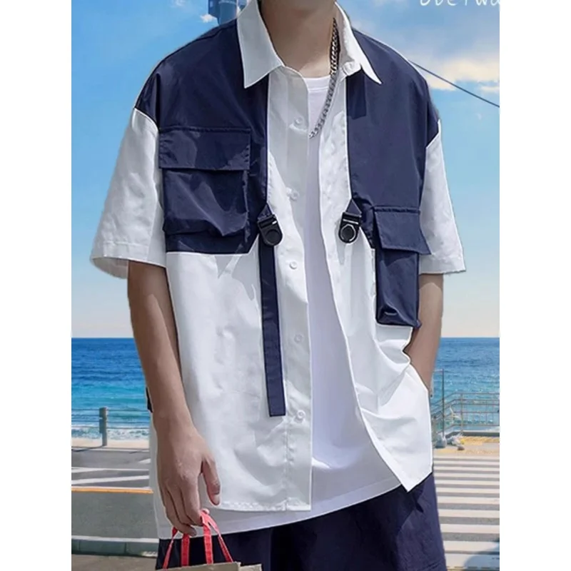 

plus Size 300 Pou American Splice Casual ort Sve irt Men's Summer Loose Fit Breathable Comfortable Workwear Sle Top