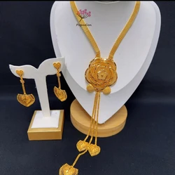 Dubai's New Gold Plated Necklace Earrings for Women's Party Jewelry Set DD10400