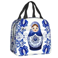 Matryoshka Doll Russia Insulated Lunch Tote Bag for Russian Folk Art Resuable Thermal Cooler Bento Box Kids School Children