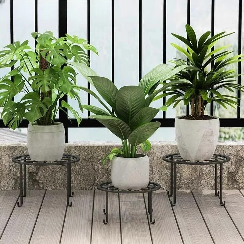 Suporte de metal para plantas, base para vaso de flores, banco para casa, jardim, interior e externo, exibição de plantas, suporte independente para