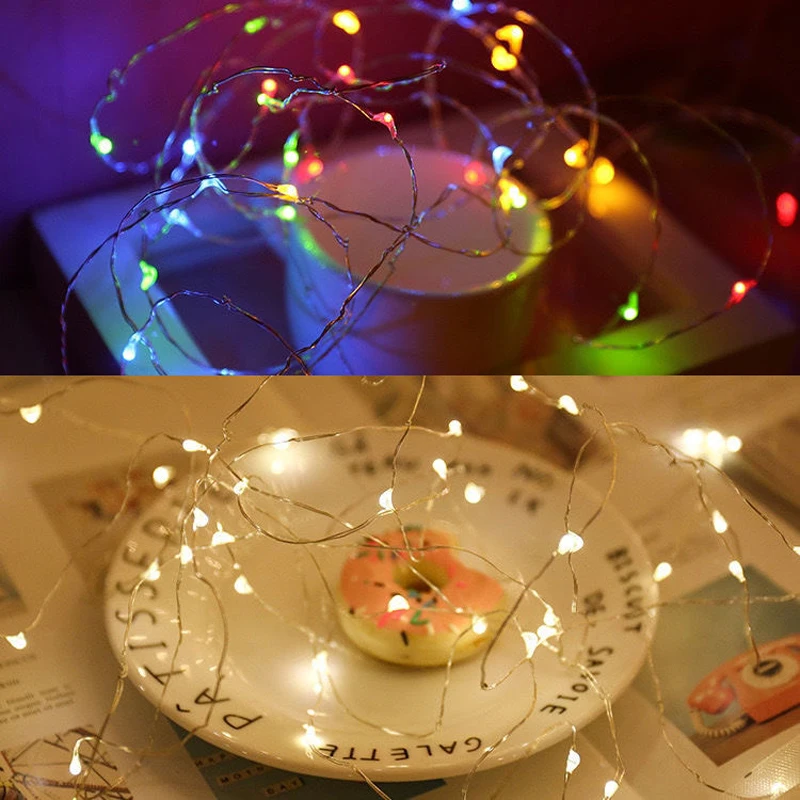 10M Copper Wire String Lights Battery Operated Christmas Garland Fairy Light String Outdoor Garden Home Bedroom Party Decoration