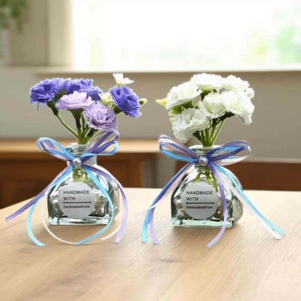 

2Pcs Creative Mini Glass Flowers Colorful Realistic Auto Interior Decoration Romantic Glass Base Simulated Flowers Decoration