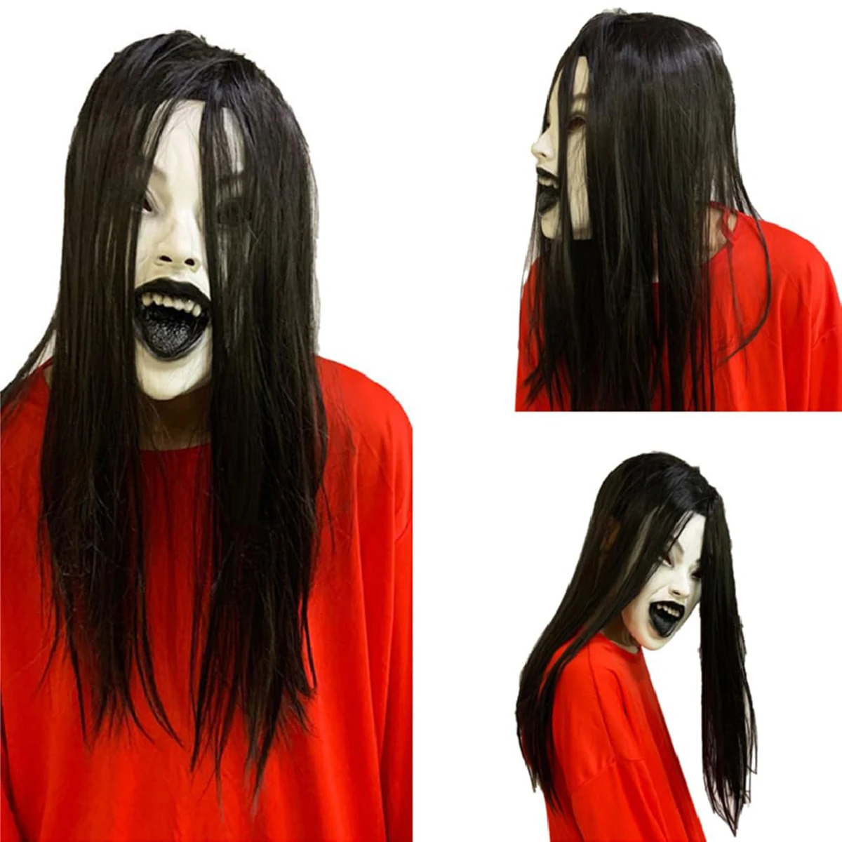 Horror Mask Halloween Cosplay Realistic Scary Ghost Ghost Monster Woman Mask Festival Haunted House Decoration