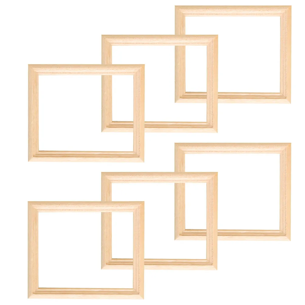 

6Pcs Mini Wooden Photo Frames Natural Wood Crafted for Dollhouse Decoration Miniature Picture Frames Tiny House Interior