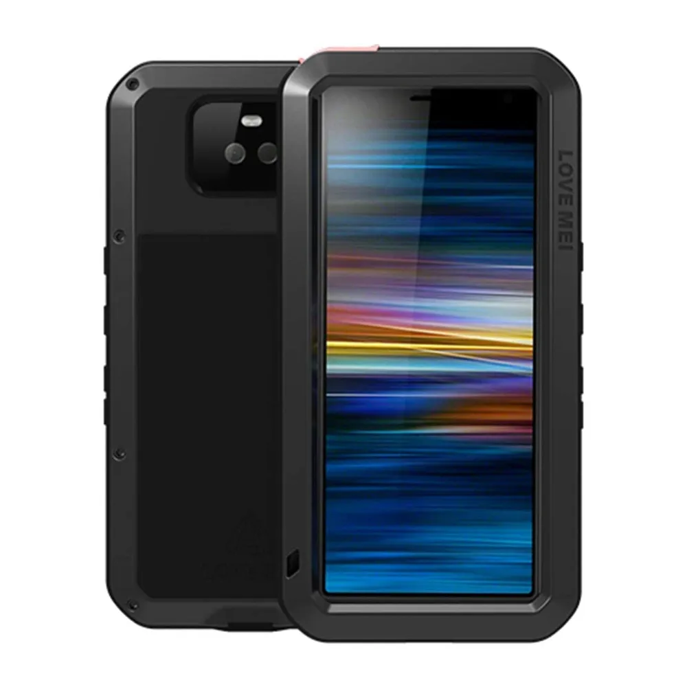 

Tempered Glass Armor Case for Sony Xperia 10 Plus Full Outdoor Protective Shell for Xperia 10 II 1 II Metal Anti-Scratch Cover