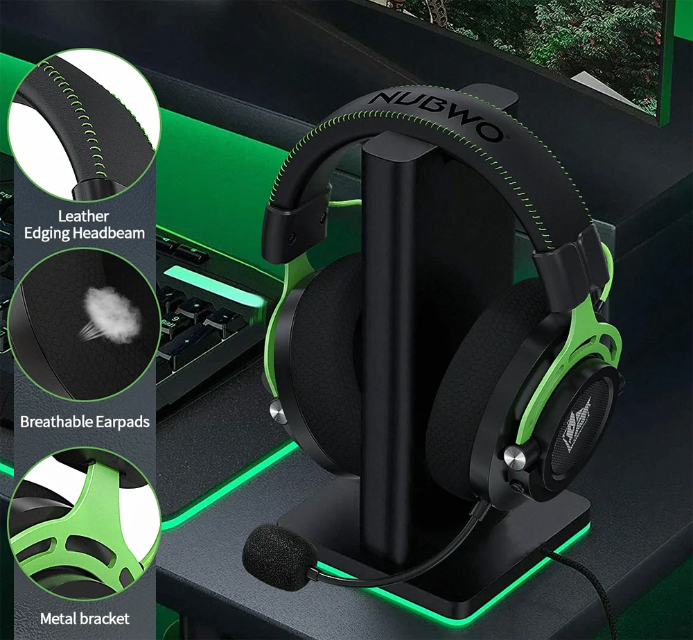 

NUBWO G03 Гарнитуры для геймеров 2,4 ГГц с двойным стереозвуком Беспроводные игровые наушники Bluetooth с микрофоном с шумоподавлением