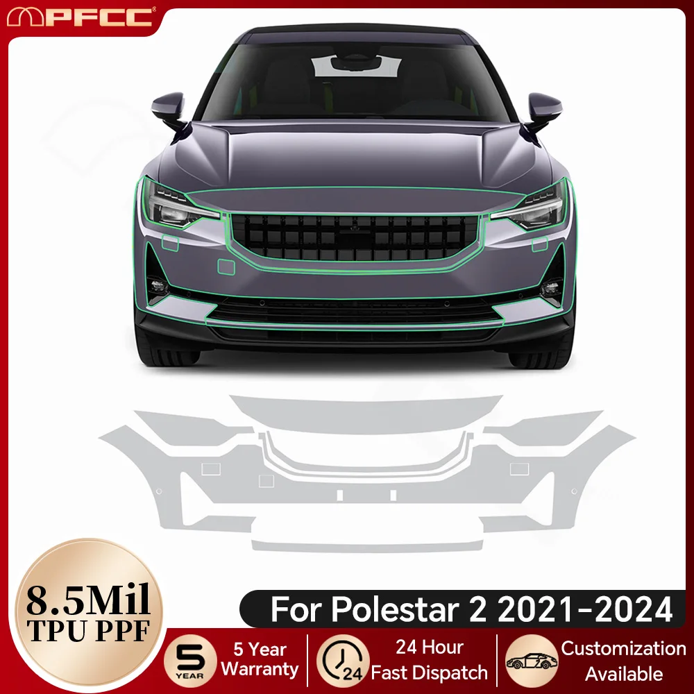 

8.5Mil TPU Paint Protection Film Pre-cut PPF Clear Bra For Polestar 2 2021-2024 Car Body Bumper Anti-Scratch Kit Resistant Cover