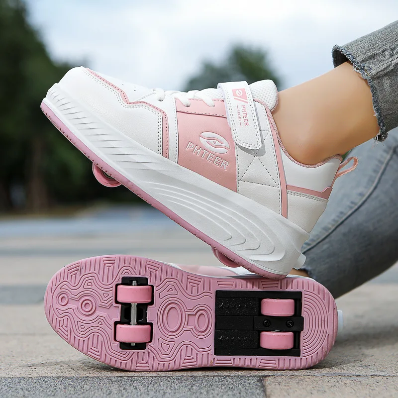 New Girls and Boys Automatic Four-wheel Roller Skates Children's Ice Skates Students Sneakers Kids' Roller Skating Shoes