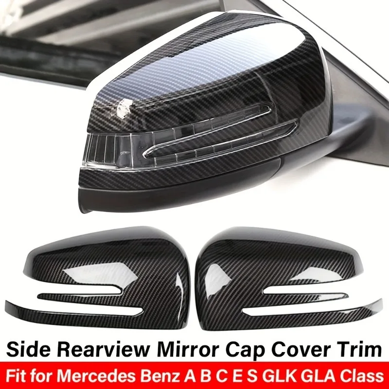 

Пара чехлов на зеркала заднего вида с текстурой углеродного волокна для Mercedes-Benz A B C E CLA GLA GLK S CLS Class, крышка зеркала бокового вида