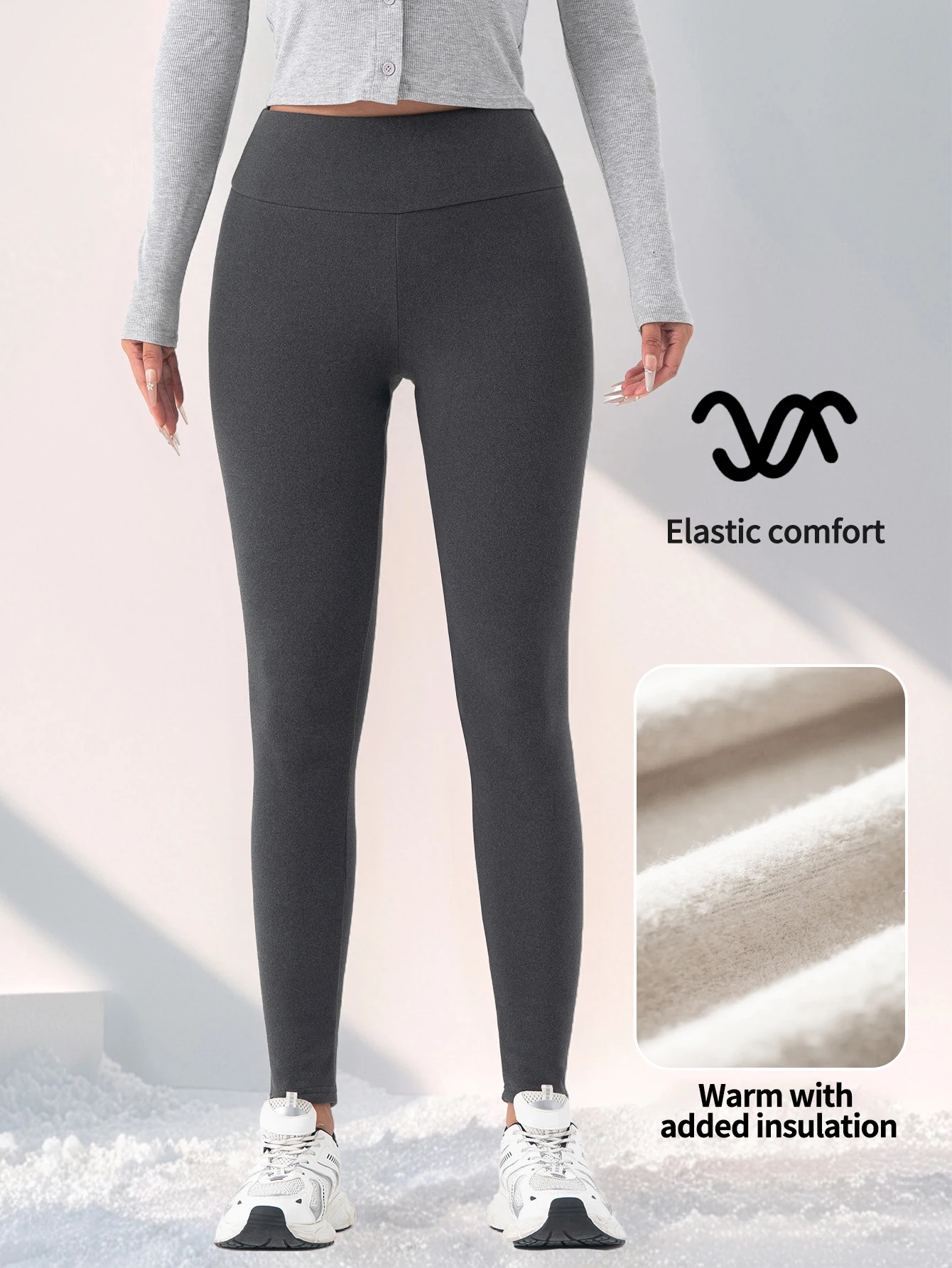 

High-Waisted Dralon Thermal Skinny Pants for Women Winter Fleece-Lined Cold Weather Leggings Stretchy Slim and Slimming Trousers