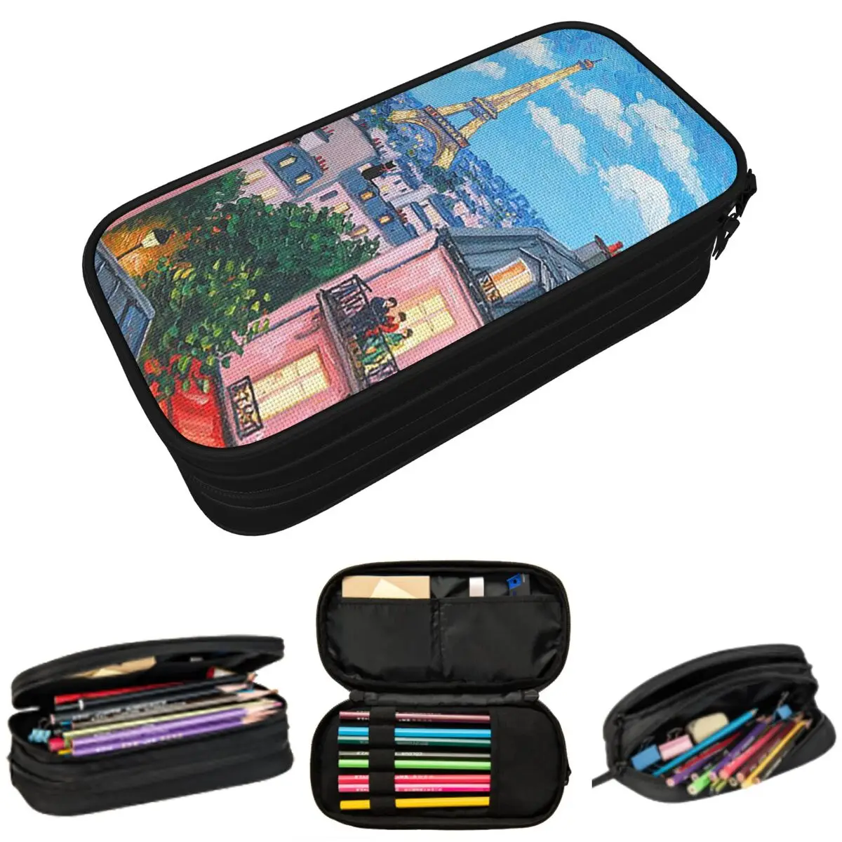 

Пенал с изображением Эйфелевой башни в Париже, для мальчиков и девочек, подарок, коробка для ручек, сумка для карандашей, канцелярские принадлежности, сумка-держатель для ручек