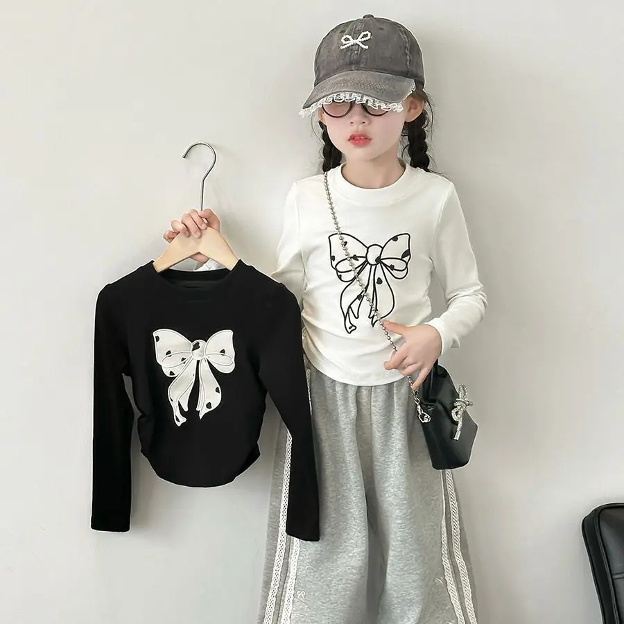 Sping Autumn Clothing Kids Children Birthday Comfortable Clothes 2025 Baby Girls Fashion Bow Tops Shirts Sweaters