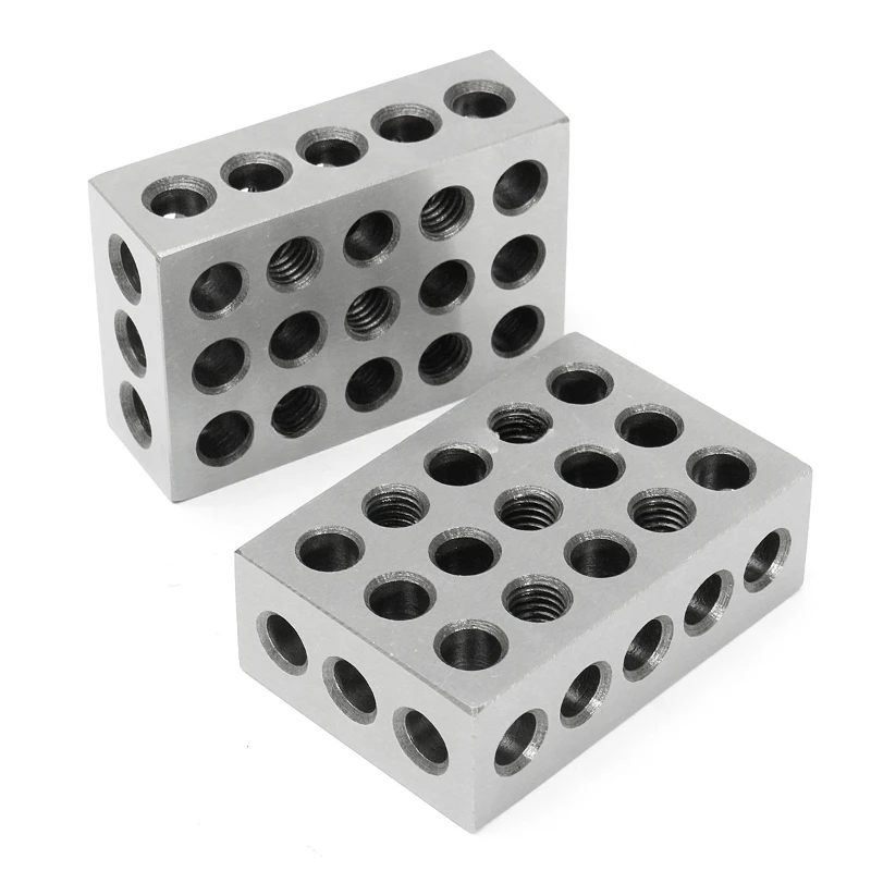 

2pcs 23 Holes Precision 25-50-75mm Blocks Parallel Clamping Block Set, Steel Block 23 Holes 1-2-3" Block Gauge 23 Holes