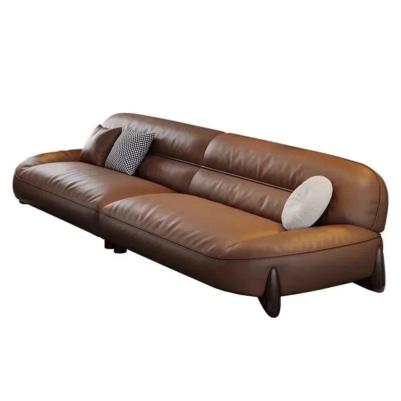 Italian head layer cowhide simple light luxury retro leather sofa High quality living room sofa