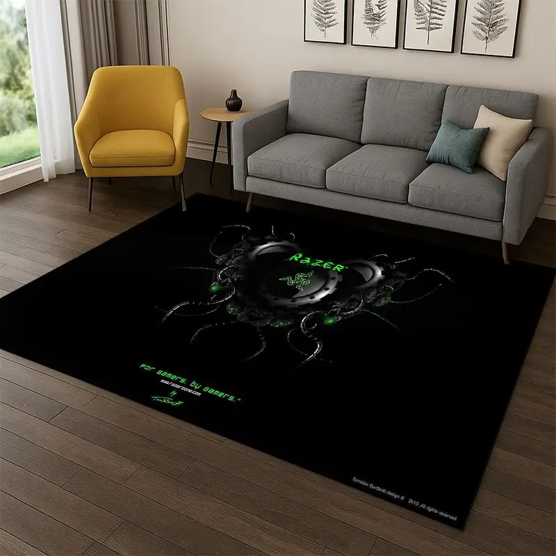 classic Razer Logo Game Snake Cartoon Carpet Rug for Bedroom Living Room Sofa Playroom Doormat Home Decor,Kid Area Rug Non-slip