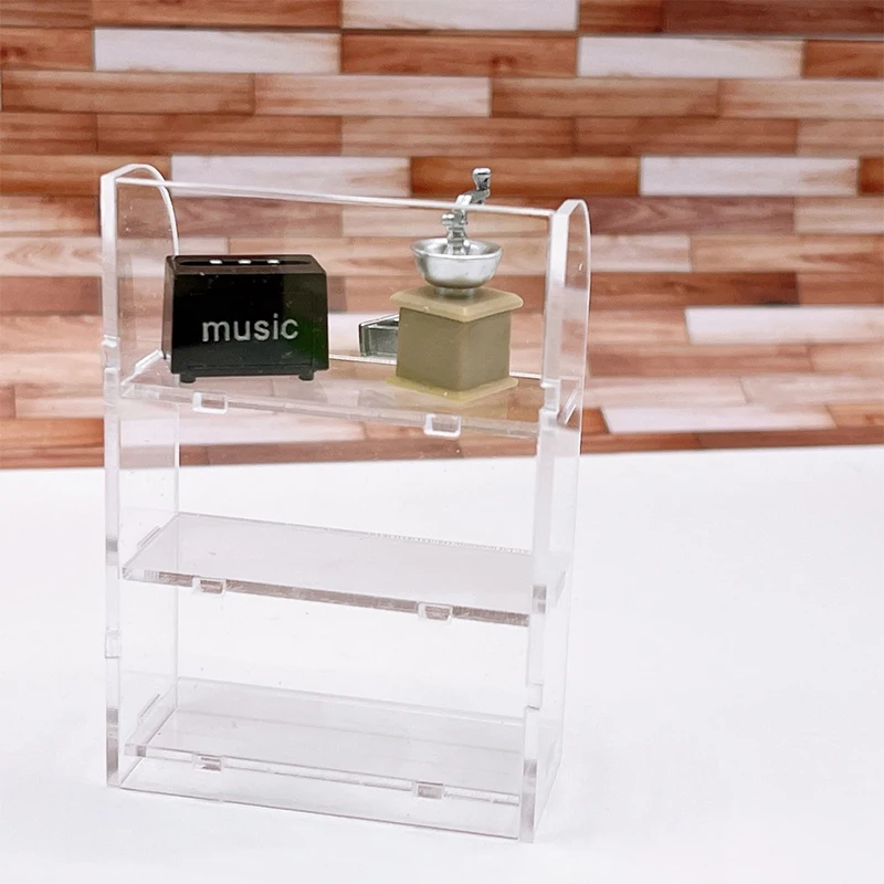 1:12 Dollhouse Transparent Acrylic Display Rack Storage Rack Model Dollhouse Mini Furniture Decoration Micro Scene Photo Props