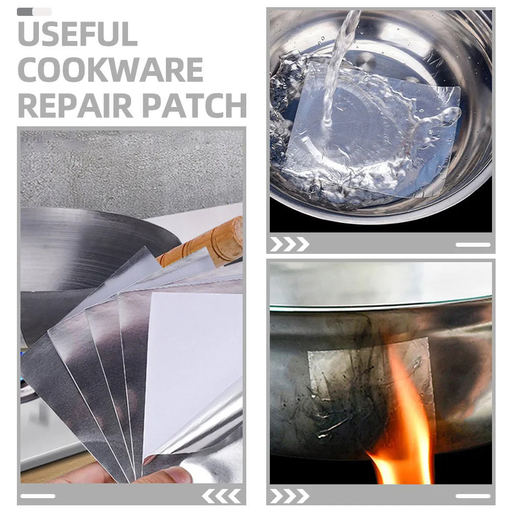 5 Sheets Aluminum Patch Leak Stop Repair Tape for Kitchen Cooking Pots Pan Patch High Temperature Resistant Pot Pan Repair Tape view 2