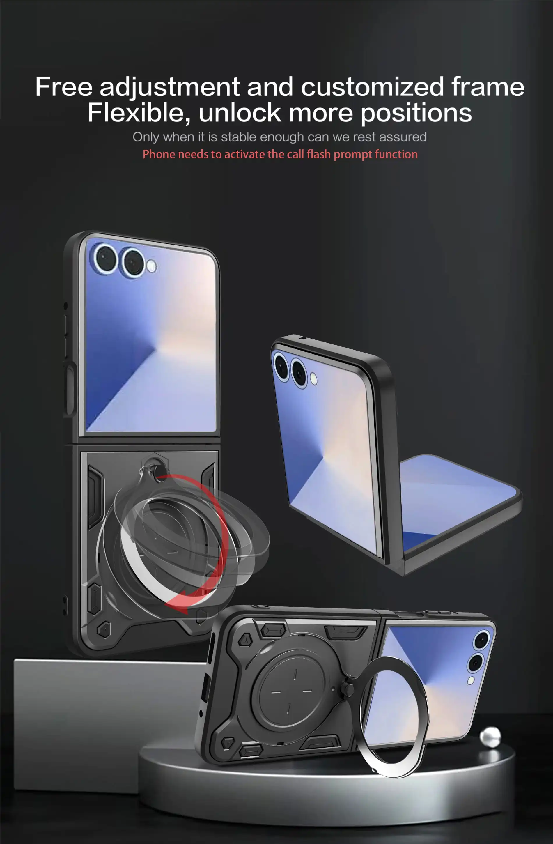 Custodia per Samsung Galaxy Z Flip7 Protezione magnetica per fotocamera Z Flip6 Flip5 Cover 360 Ruota cavalletto Armatura Anello Fonda Capa