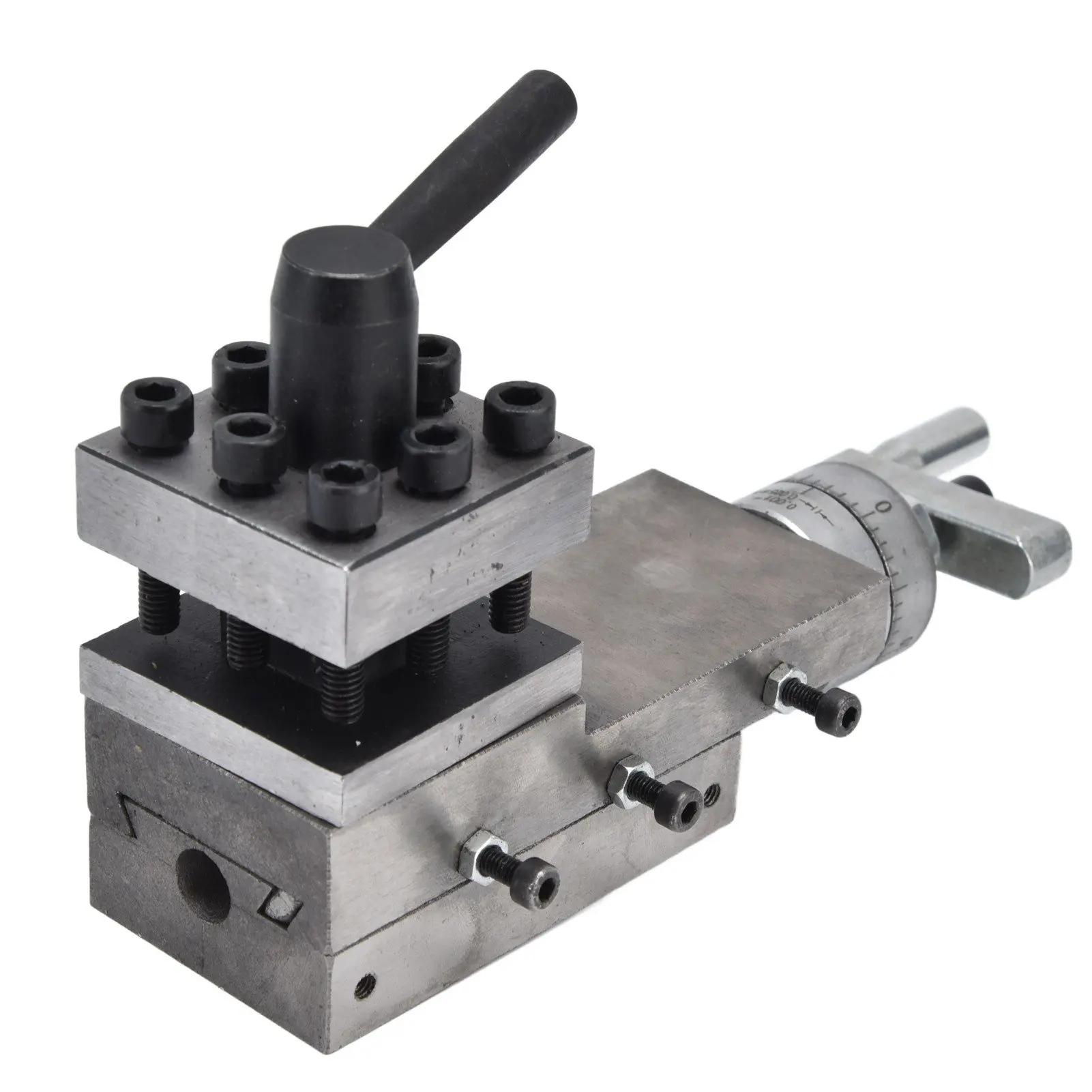Lathe Tool Post Assembly Highly Compatible Lathe Post Holder Metal Work Tool HT250 Gray Iron Rust Resistant for Mounting Drill
