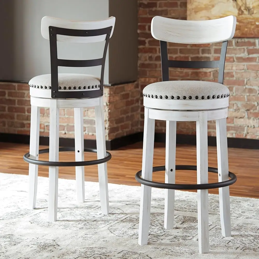Valebe 30"" Modern Swivel Pub Height Barstool, Whitewash