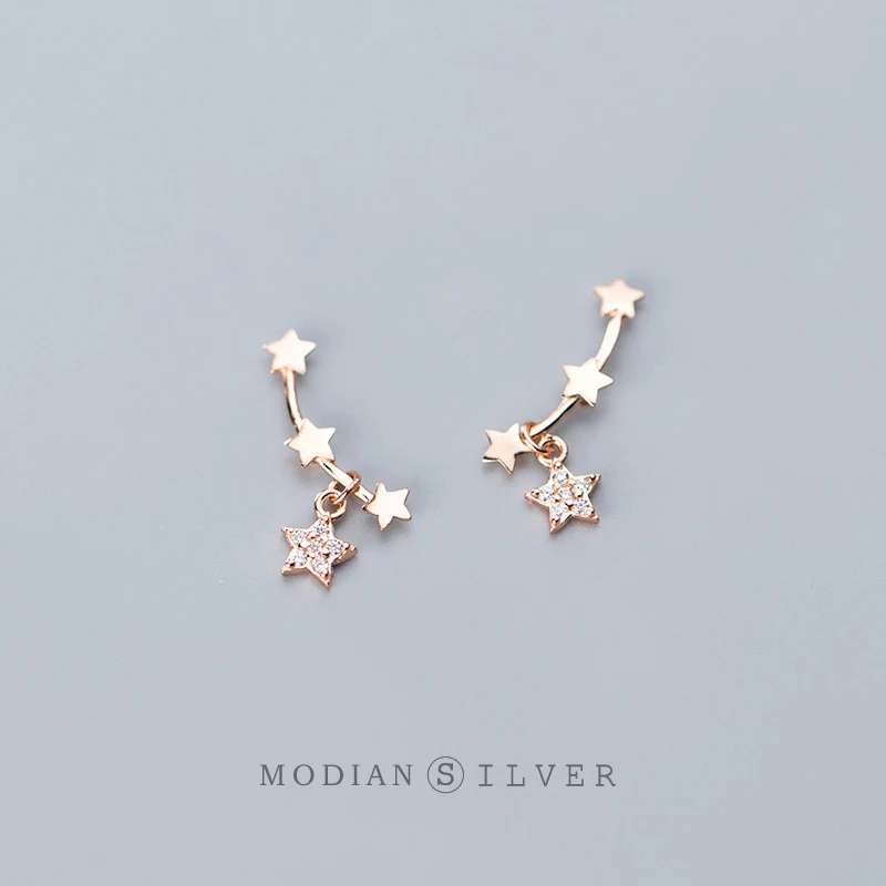 Modian Stackable Twinkle Star Sterling Silver 925 Stud Earrings for Women Fashion 3 Color Simple Ear Pin Fine Jewelry 2020 New