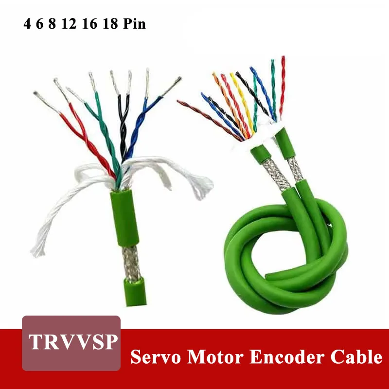 TRVVSP Servo Motor Encoder Cable 4 6 8 12 16 18 Pin Twisted Pair Shielded High Flexibility Drag Chain Line Industrial Grade 1M