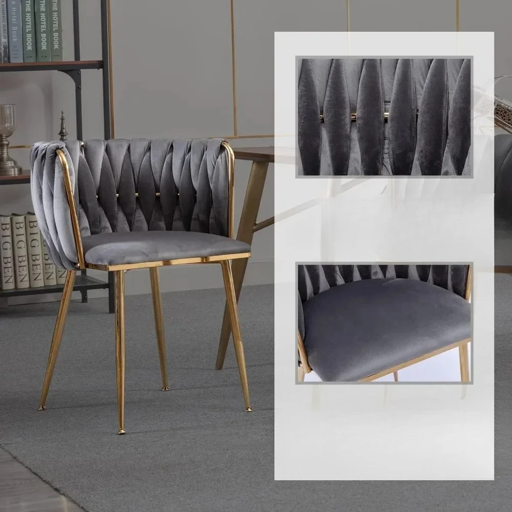 #For Dining Chair Set of 4 with Gold Metal Legs for Living Room Bedroom Kitchen, Luxury Tufted Velvet Dining Chair&