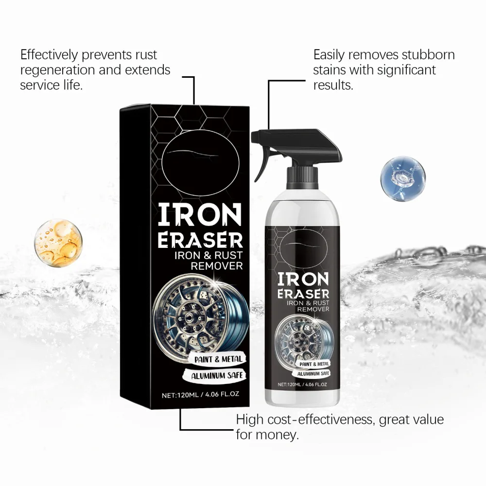 Car Rust Remover Spray Rim Brake Surface Decontamination Liquid Auto Cosmetic Care Solution Effective Deep Cleaning Agent