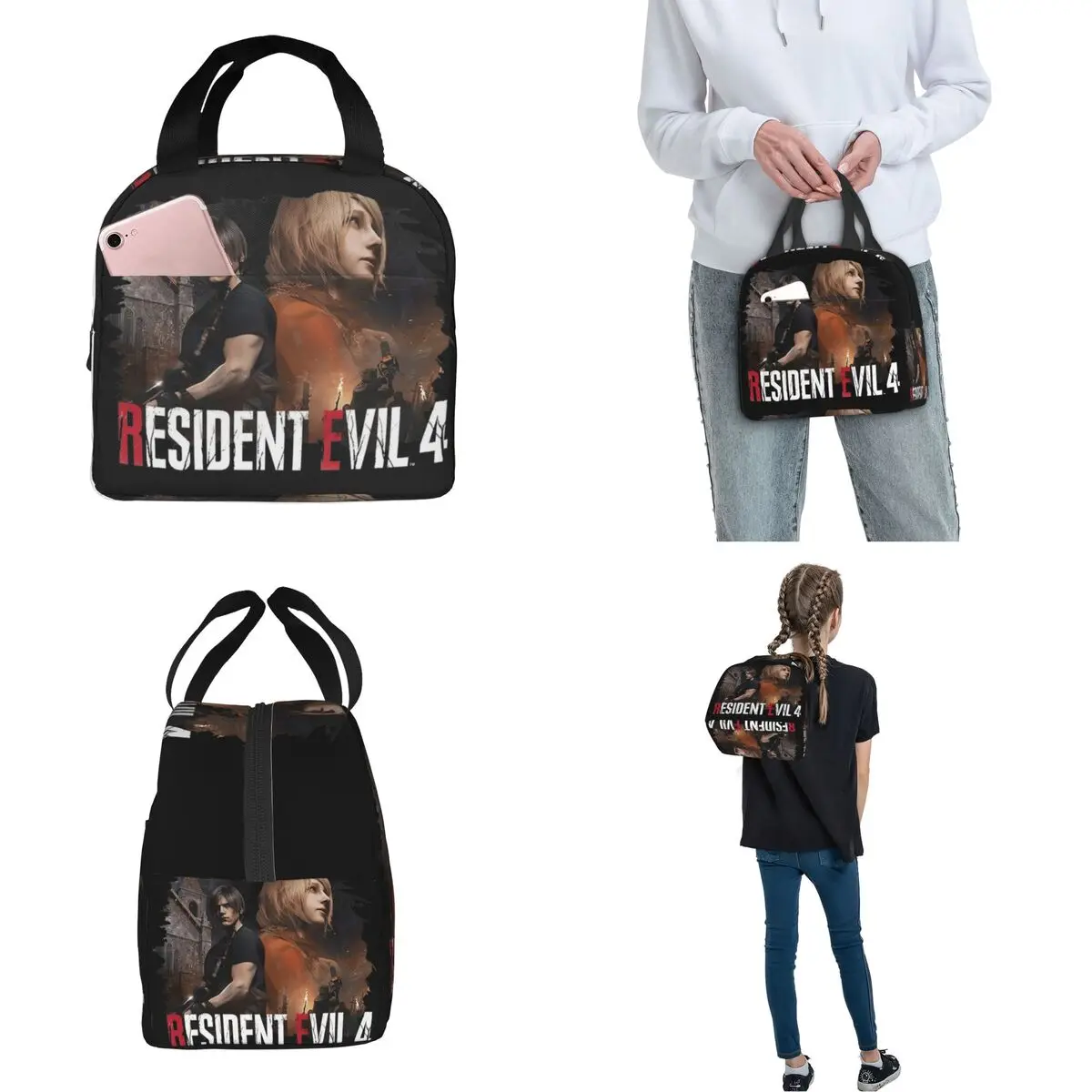 Lunch Bag for Men Women Resident Evils 4 Leon Kennedy Thermal Cooler Portable School RE4 Funny Games Oxford Lunch Box Handbags