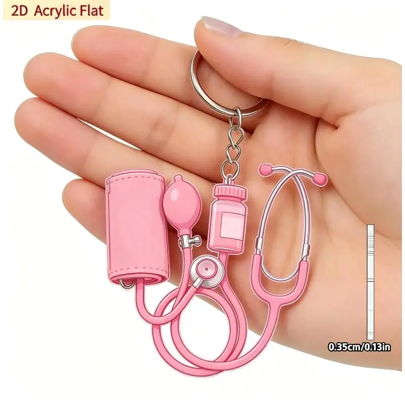 2D Acrylic Flat Keychain Funny Print Sturdy Metal Ring For Outdoor Hiking Travel Bag Ornament Gift