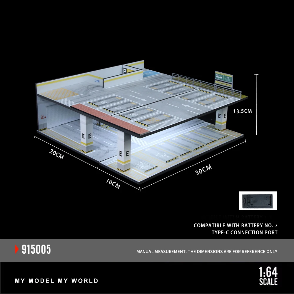 โรงจอดรถจำลองเรืองแสง 1:64 โรงจอดรถใต้ดิน! ชุดประกอบไฟประดับจำลองฉากลานจอดรถแบบจิ๋ว