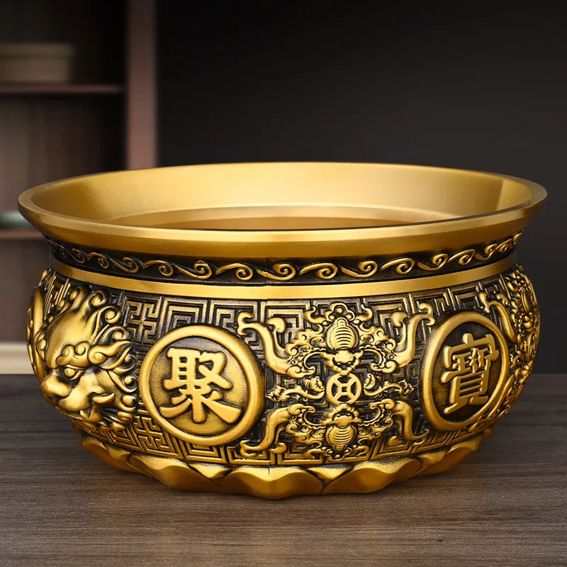 

Декоративная копилка из чистой латуни в виде льва с рогом изобилия для дома и гостиной, приносящая богатство