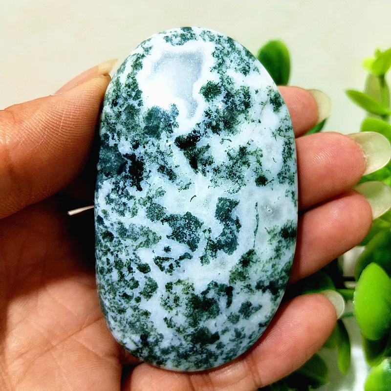 Natural Stone Moss Agate Palm Stones Magic Spiritual Meditation Energy Reiki Treat The Disease Feng Shui Crystal Room Decoration