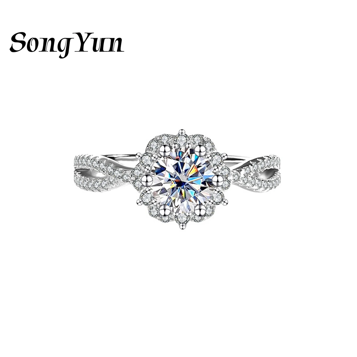 

SongYun Luxury Jewelry 925 Sterling Silver Ring Band D Color VVS Moissanite Diamond Rings for Women Girlfriend Gifts S925 Jewel