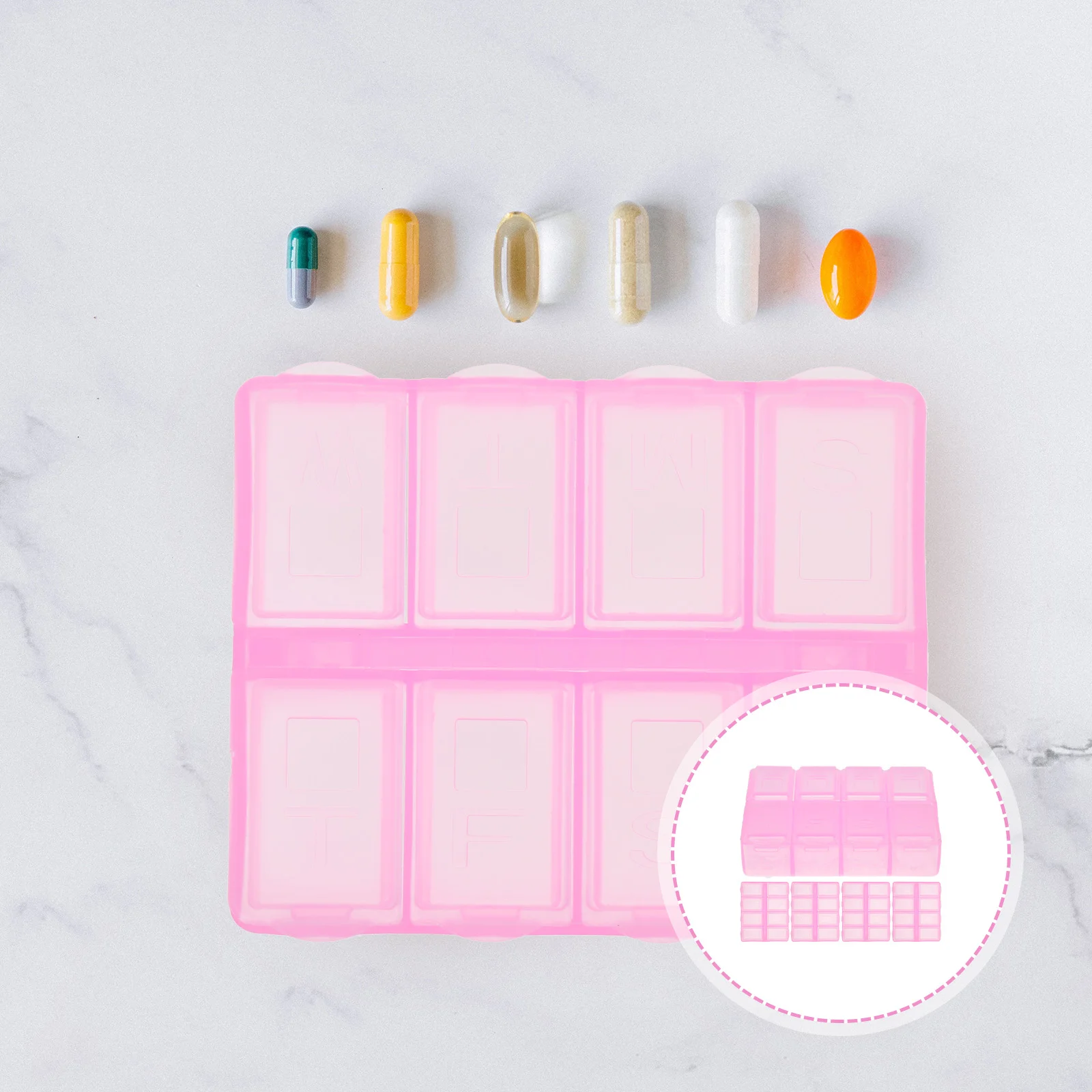 

5 Pcs Automatic Pill Holder Boxes Airtight Medicine Case European Style Lid Pink Pp Daily Use