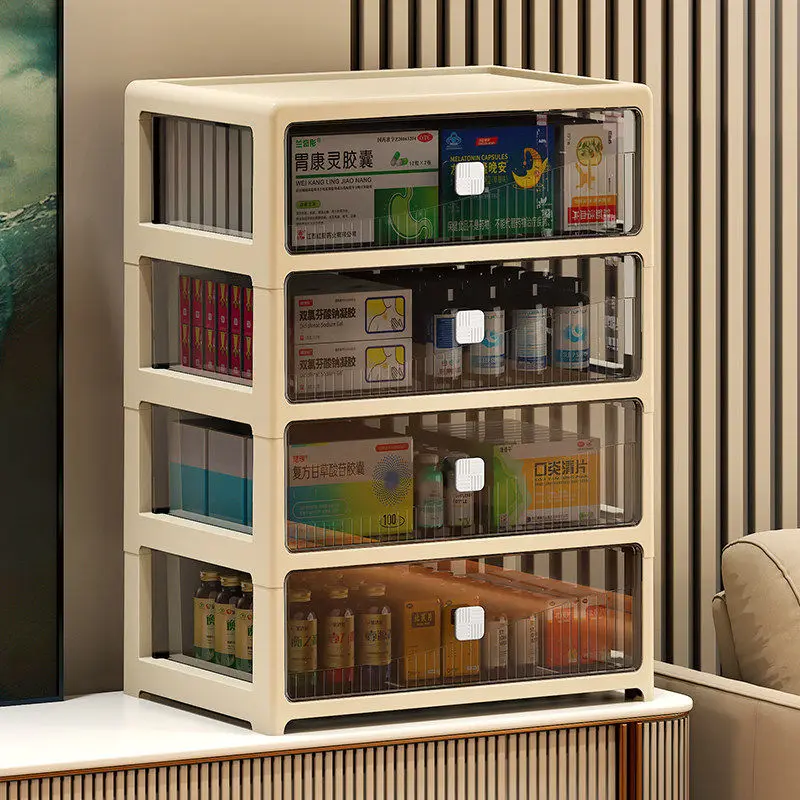 Drawer Style Medicine Box,Transparent Drug Organizer, Large Capacity Medical Case, Family Medicine Sorting Storage Rack for Home