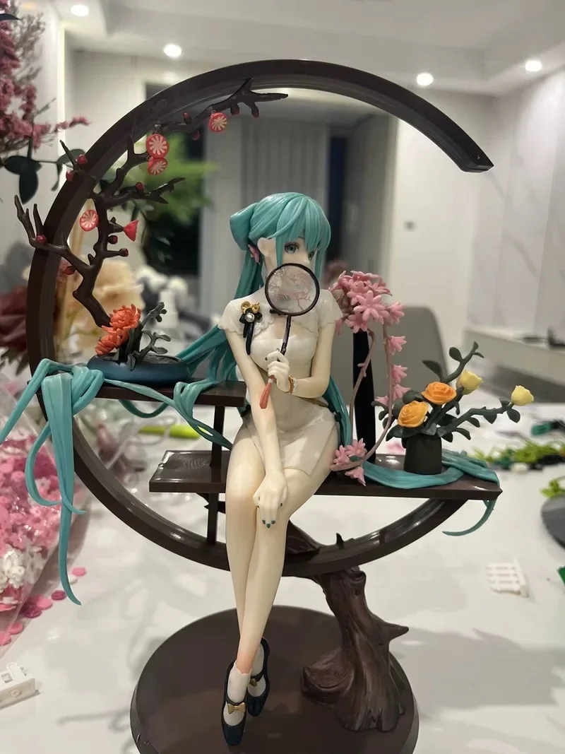 Hot Sale 25cm Hatsune Miku Anime Figure Cheongsam Miku Ancient Customs Statue Pvc Figurine Collectible Model Toys Birthday Gifts