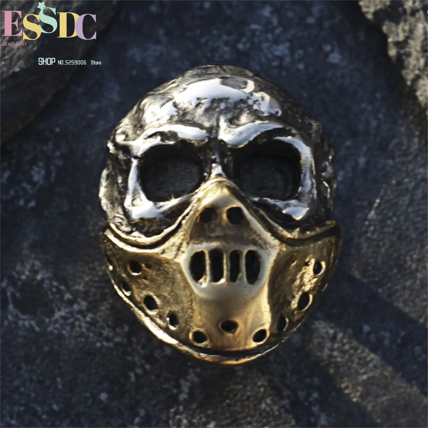 Horror Movie Mask Titanium Steel Ring For Men Gothic Hip Hop Vintage Adjustable Index Finger Edgy Punk Jewelry