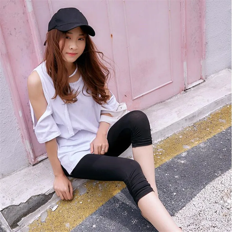 Leggings para mujer 3/4 Capris verano fino Modal algodón fruncido pantalones talla grande 7xl 6xl 5xl Xs negro gris rosa rojo pierna Jeggings