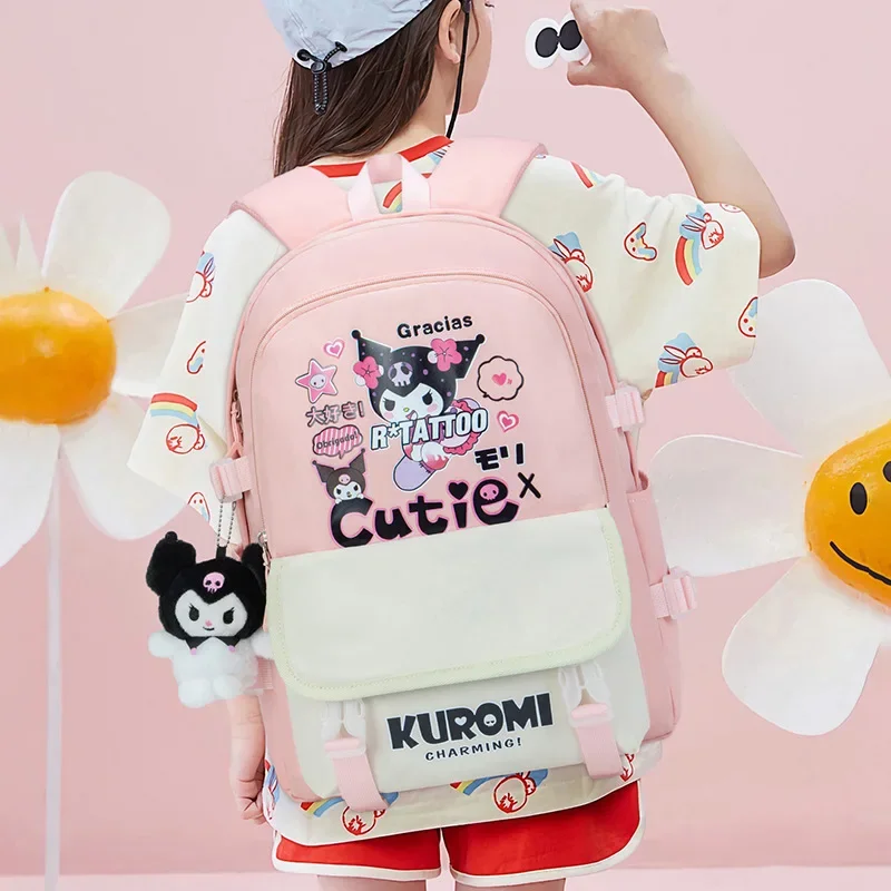 Mochila Kuromi Sanrio Backpacks Girls Bookbag School Bags Cartoon Kids Rucksack Travel Rucksack Shoulder Bag Large Capacity