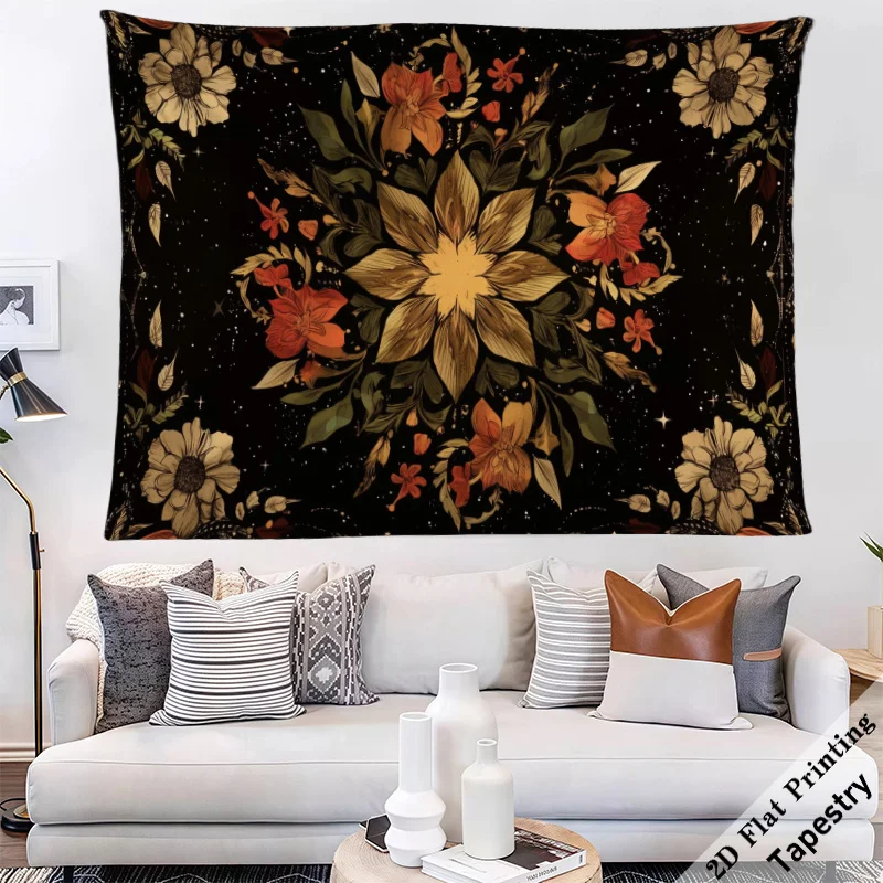 Large Mandala Floral Tapestry Wall Hanging Boho Bohemian Cosmic Flower Art Living Room Decor 180x280cm Mural