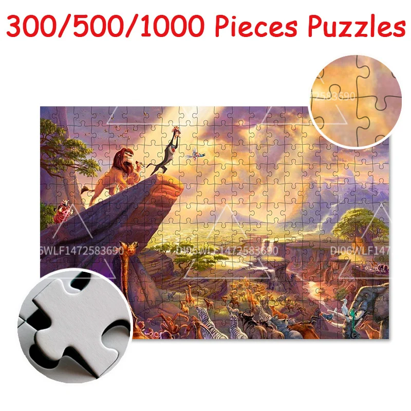 Jigsaw Puzzle Toys The Lion King Kids Adult Educational Toys 300/500/1000 Pieces Wooden Jigsaw Puzzle Gift Print Clear Art HD