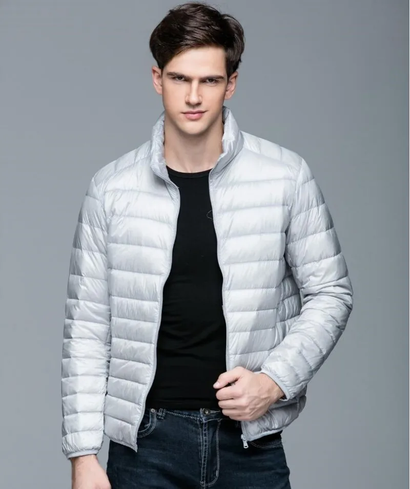 Chaqueta de plumón de pato para hombre, abrigo ultradelgado, con cuello levantado, para primavera y otoño, S-3XL, novedad de 2023