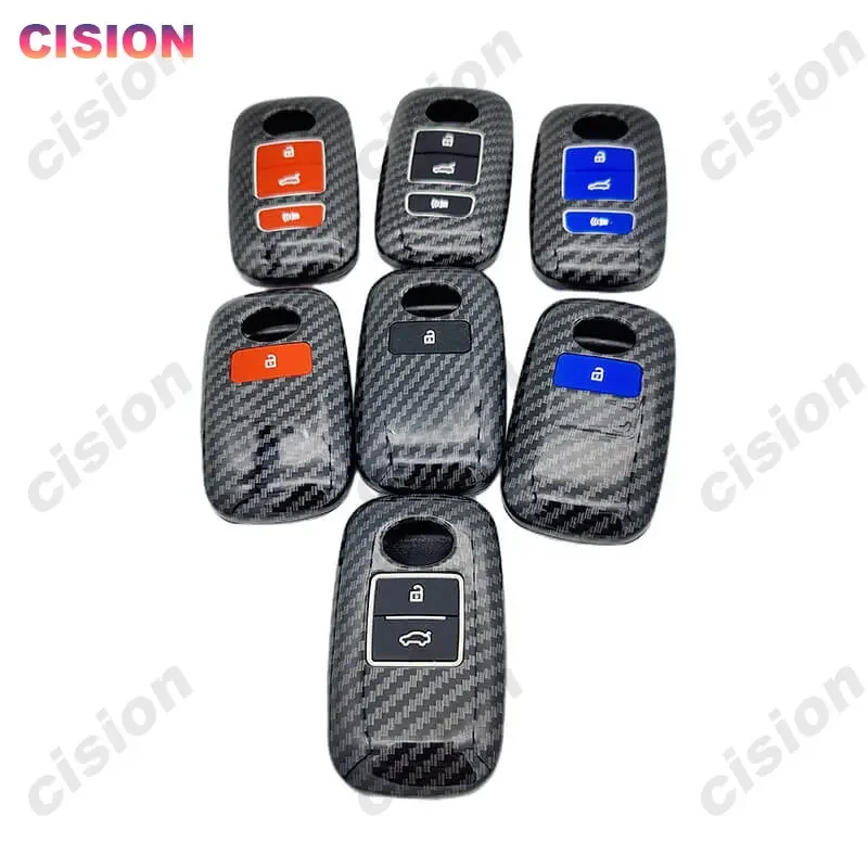 Fibra de carbono remoto carro chave fob capa caso escudo titular protetor para toyota yaris ativa raize veloz avanza corrida perodua daihatsu