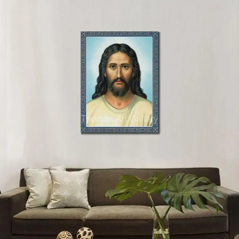 Large Jesus Christ Portrait Canvas Print HD Orthodox Catholic Wall Art for Prayer Room Home Altar Byzantine Christian Decor Gift