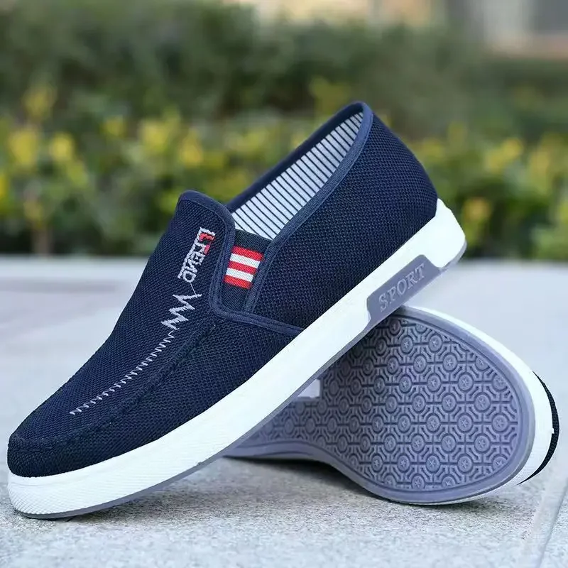 Men Shoes Breathable Canvas Sneakers for Youth Slip on Walking Tennis Shoes Driving Loafers House Moccasins Work Skate Flats